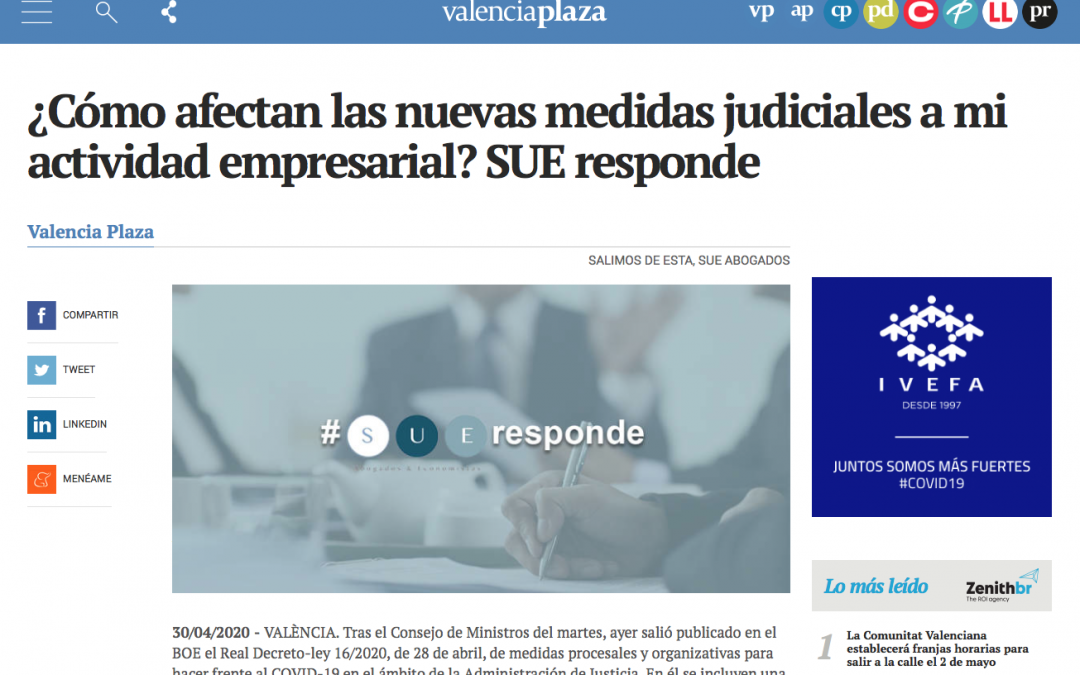 SUE responde en Valencia Plaza: ¿Cómo afectan las nuevas medidas judiciales a mi actividad empresarial?