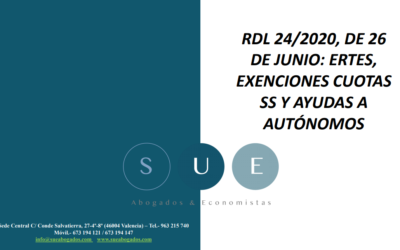 Nuevas medidas laborales del RDL 24/2020, de 26 de junio: ERTES y ayudas a autónomos
